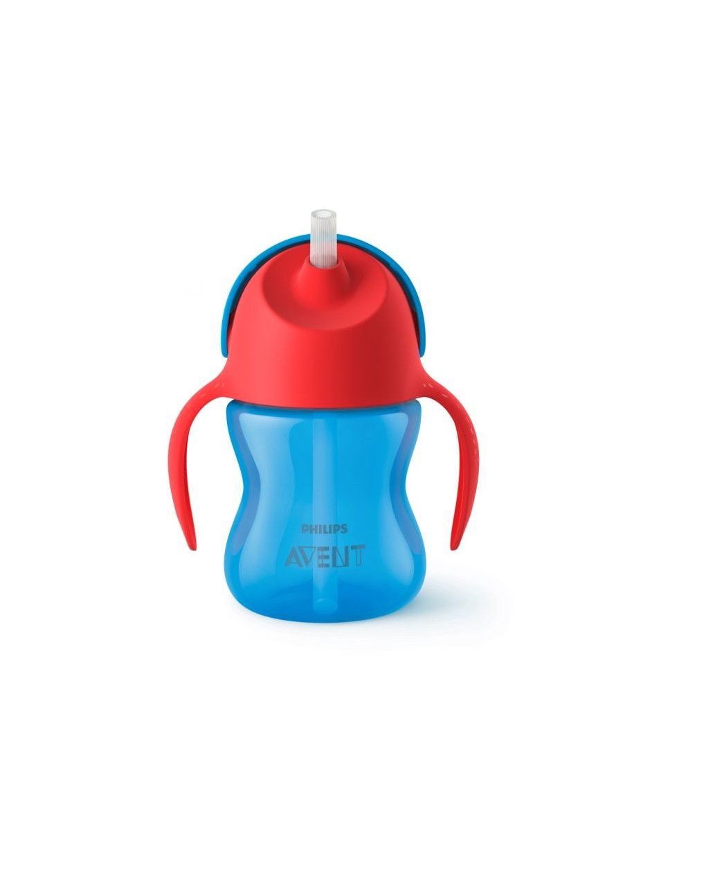 Tazza colorata con cannuccia blu 200ml avent