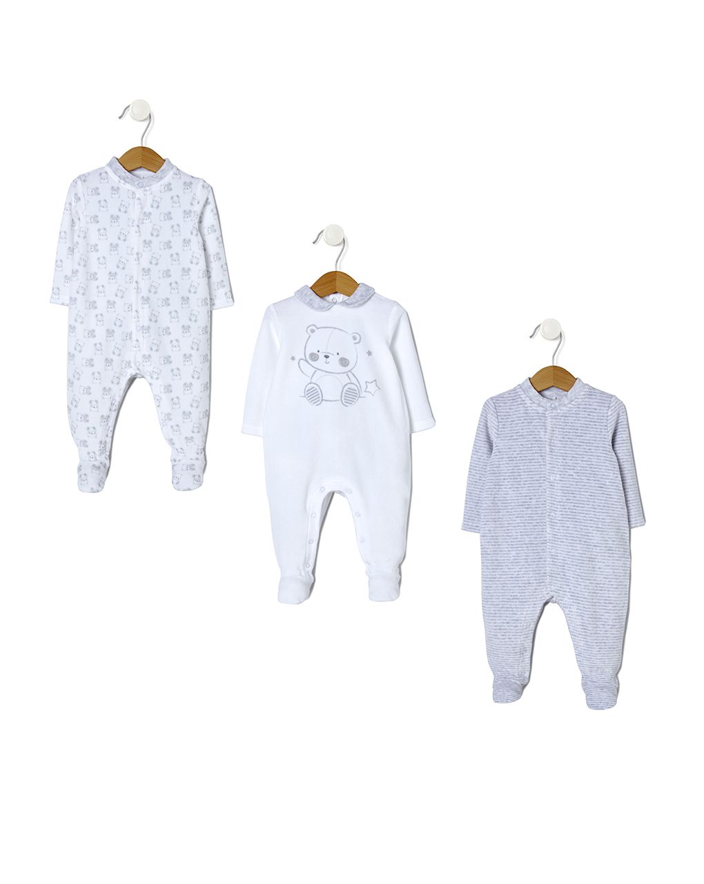 Pack 3 tutine in ciniglia color grigio e panna