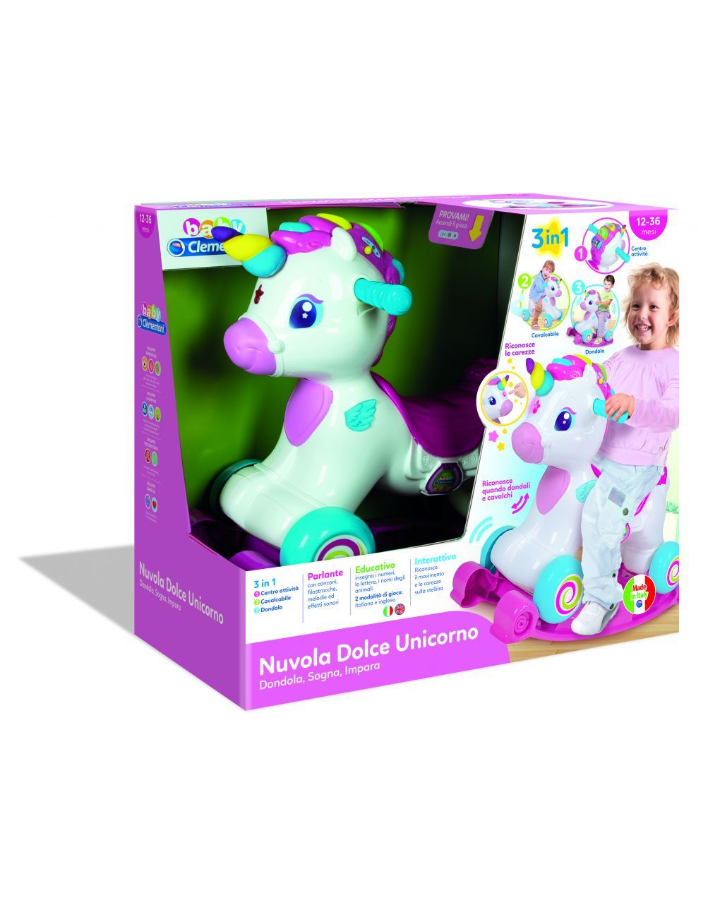Baby clementoni - nuvola dolce unicorno dondola, sogna, impara