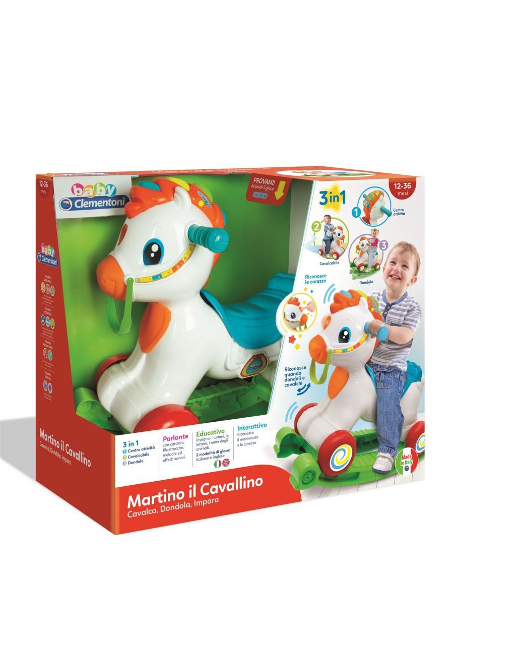 Baby clementoni - martino il cavallino cavalca, dondola, impara