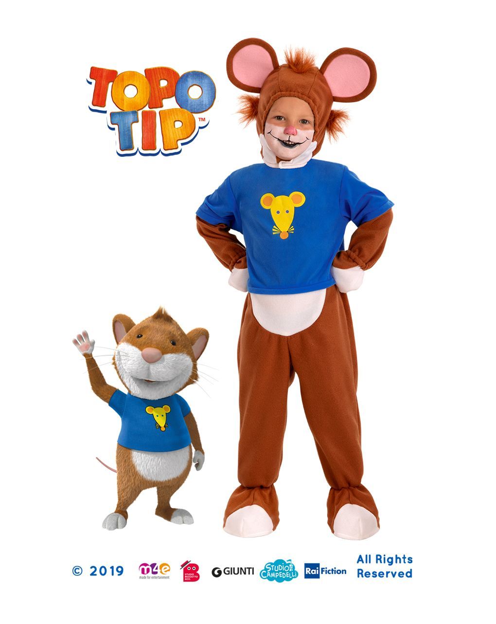 Costume topo tip in pile (24 mesi/4 anni)