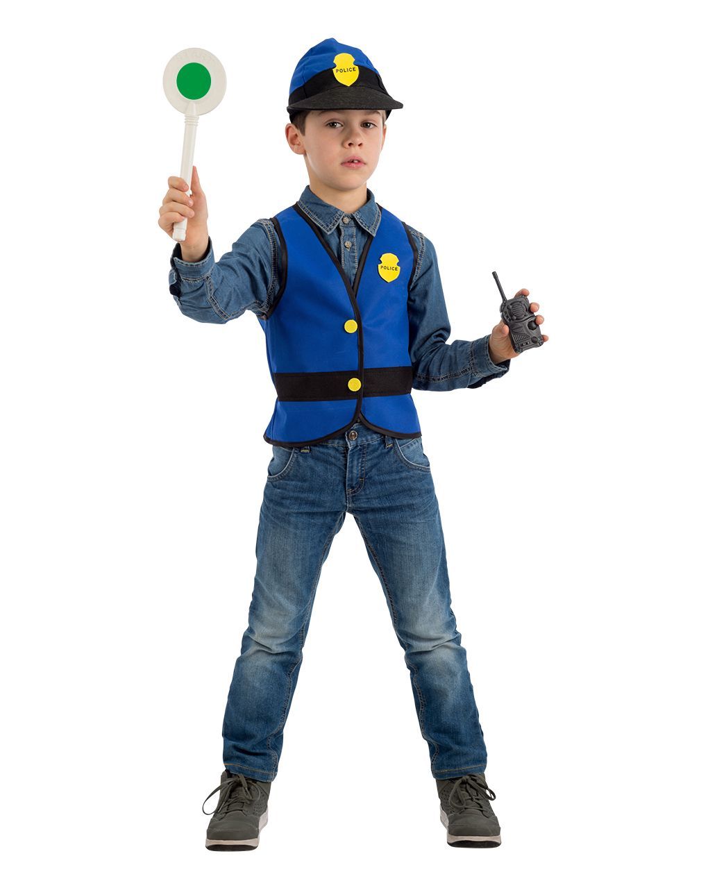 Set poliziotto (gilet cappello radiolina e paletta) tg. 3 anni+