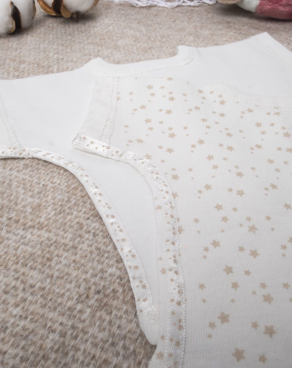 Pack 2 body prematuri felpati "stelline" oeko-tex