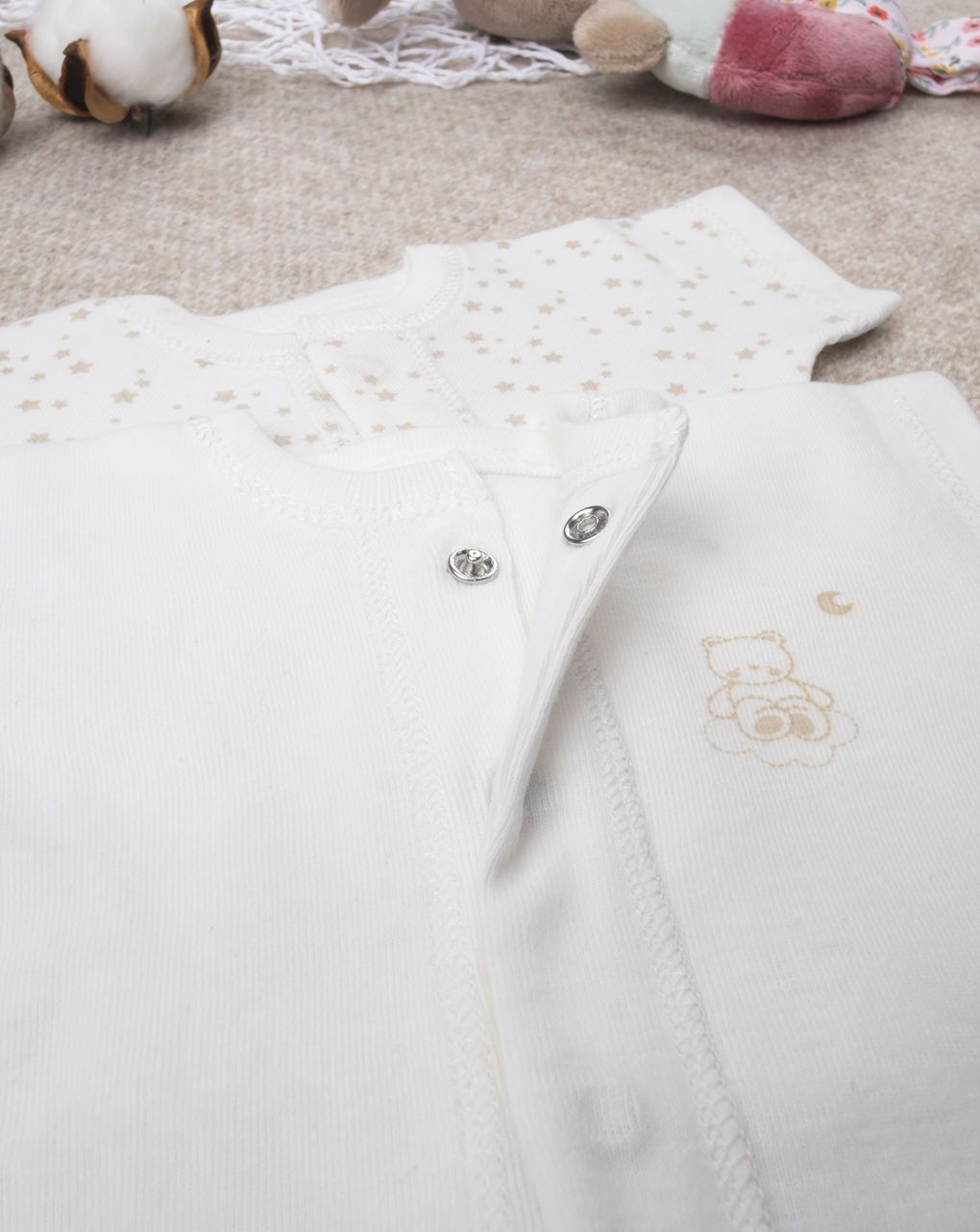 Pack 2 body prematuri felpati "stelline" oeko-tex