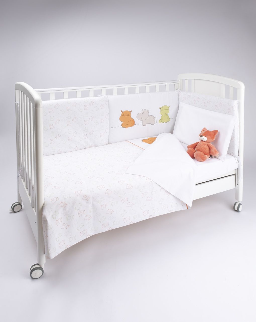 Completo lettino 4 pz unisex "ippopotamo"