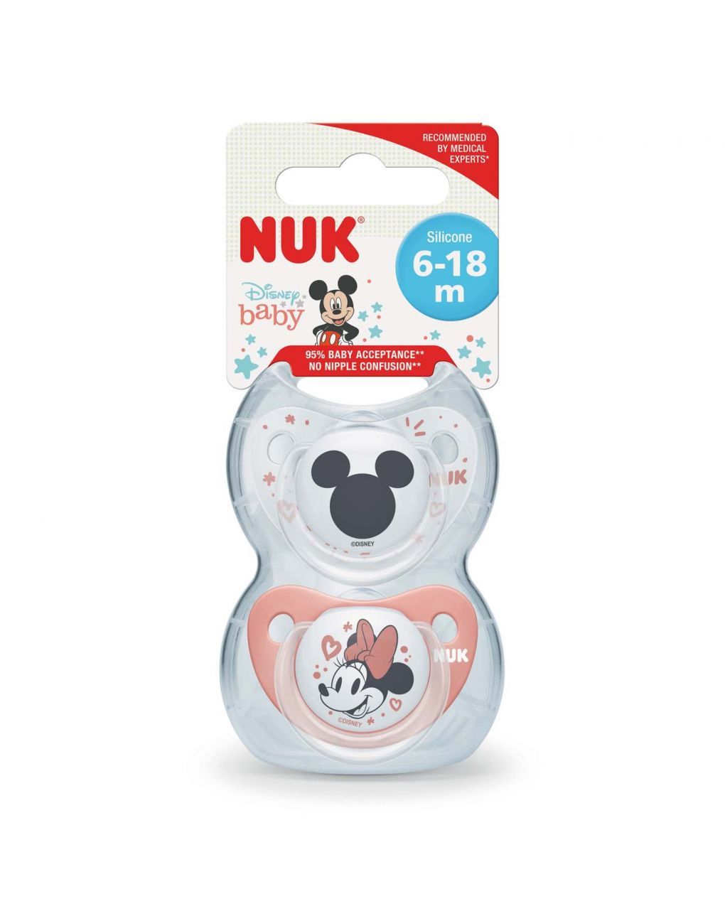 Nuk succhietto tl disney minnie_red_silicone 6--18 2pz