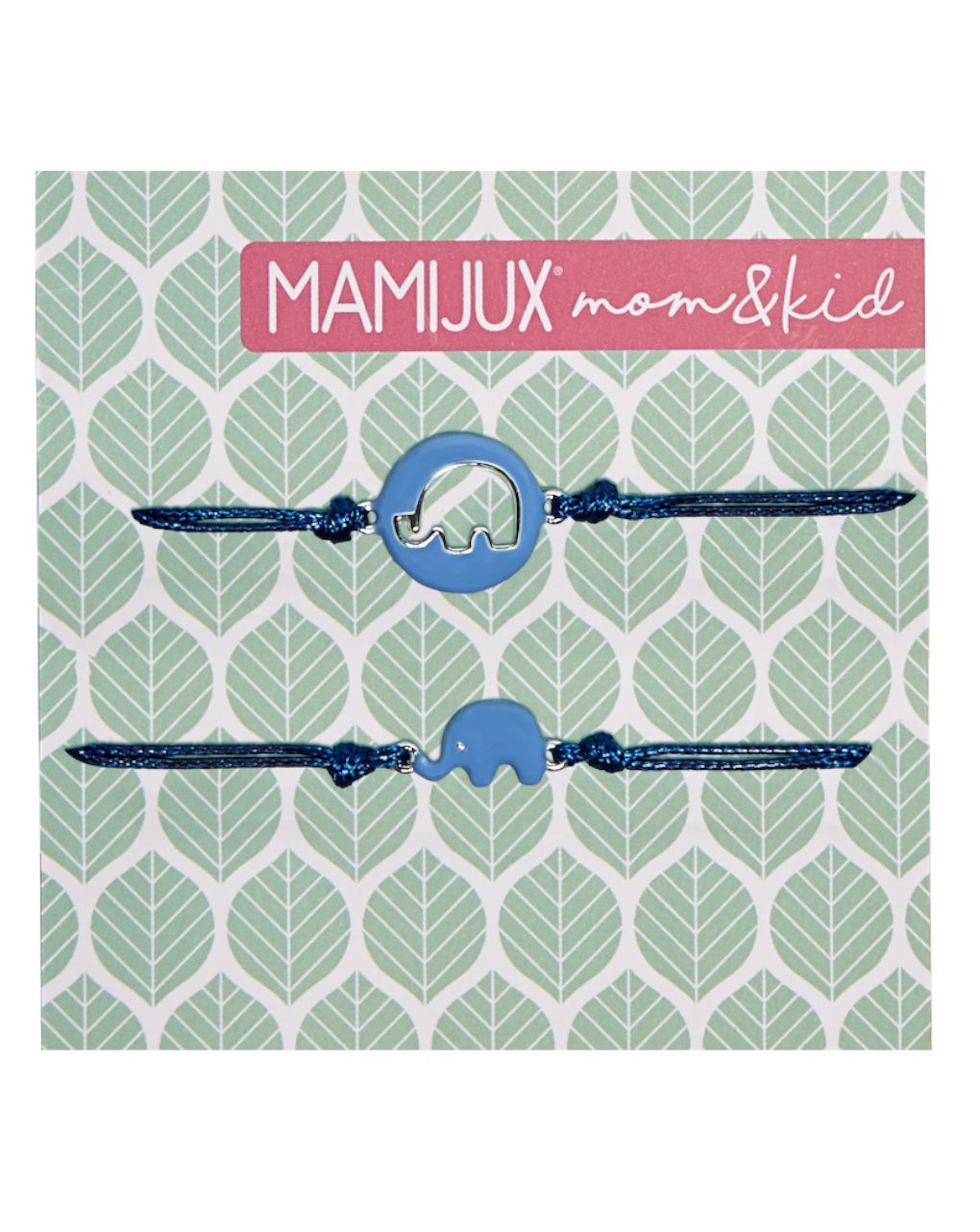 MAMIJUX Bracciale Mamma E Figlia/Figlio Con Elefantino Smaltato Azzurro, Regalo Per Festa Della Mamma E Natale