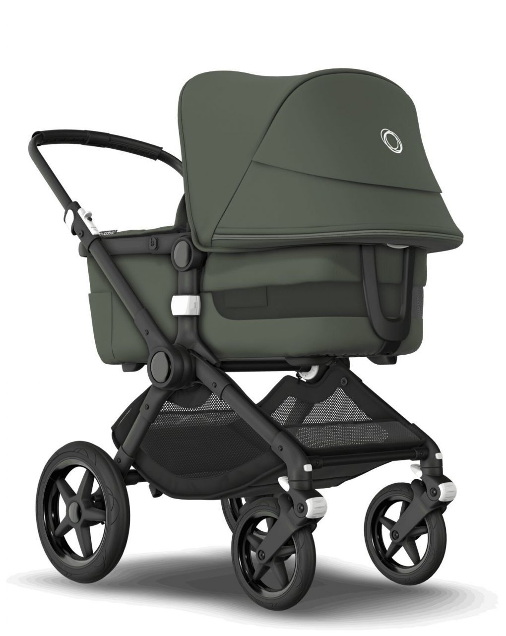Bugaboo fox 3 navicella e passeggino telaio black, tessuti e cappottina forest green