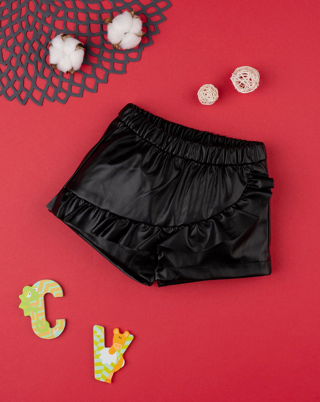 Short bimba finta pelle black
