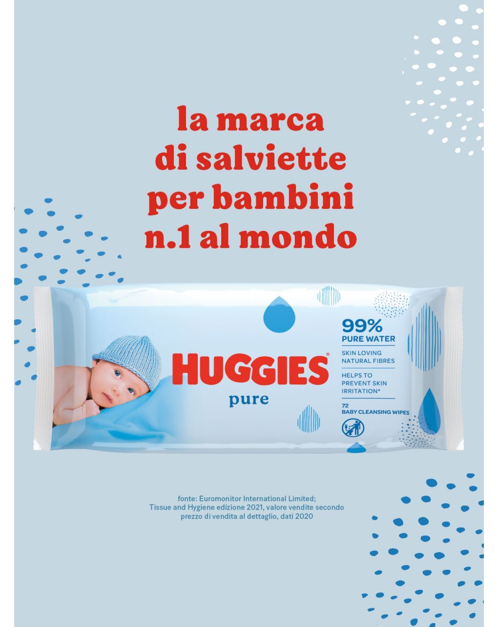Salviette umidificate per bambini huggies pure - 672 salviettine