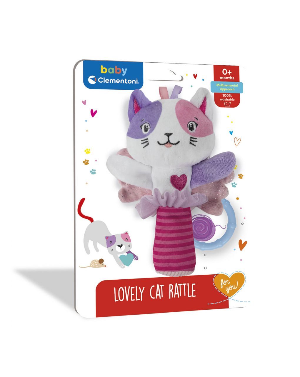 Baby clementoni - lovely cat sonaglino morbido peluche