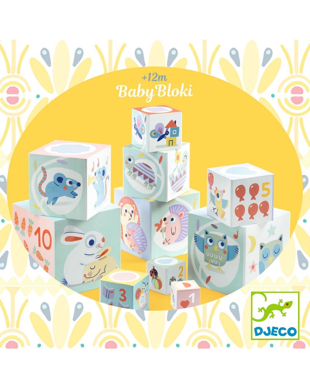 Babybloki 10 cubi sovrapponibili in cartone - djeco