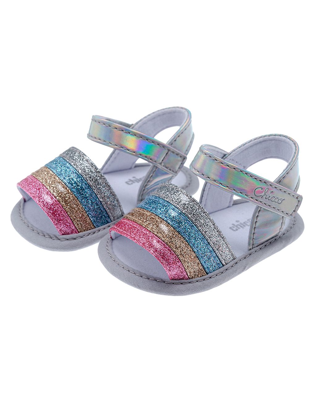 Sandalo niraffa argento e multicolor