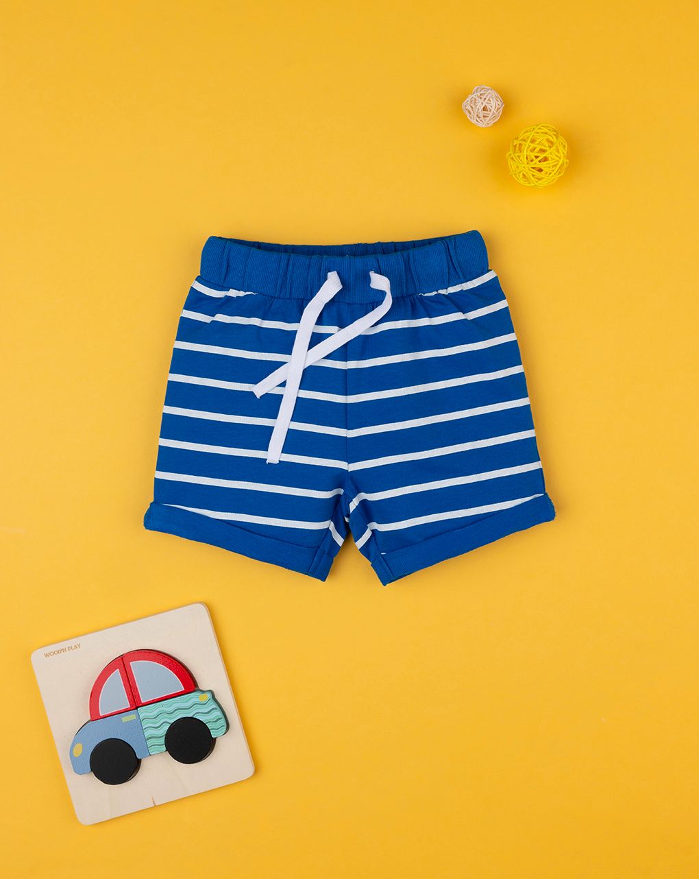 Shorts bimbo blu rigato