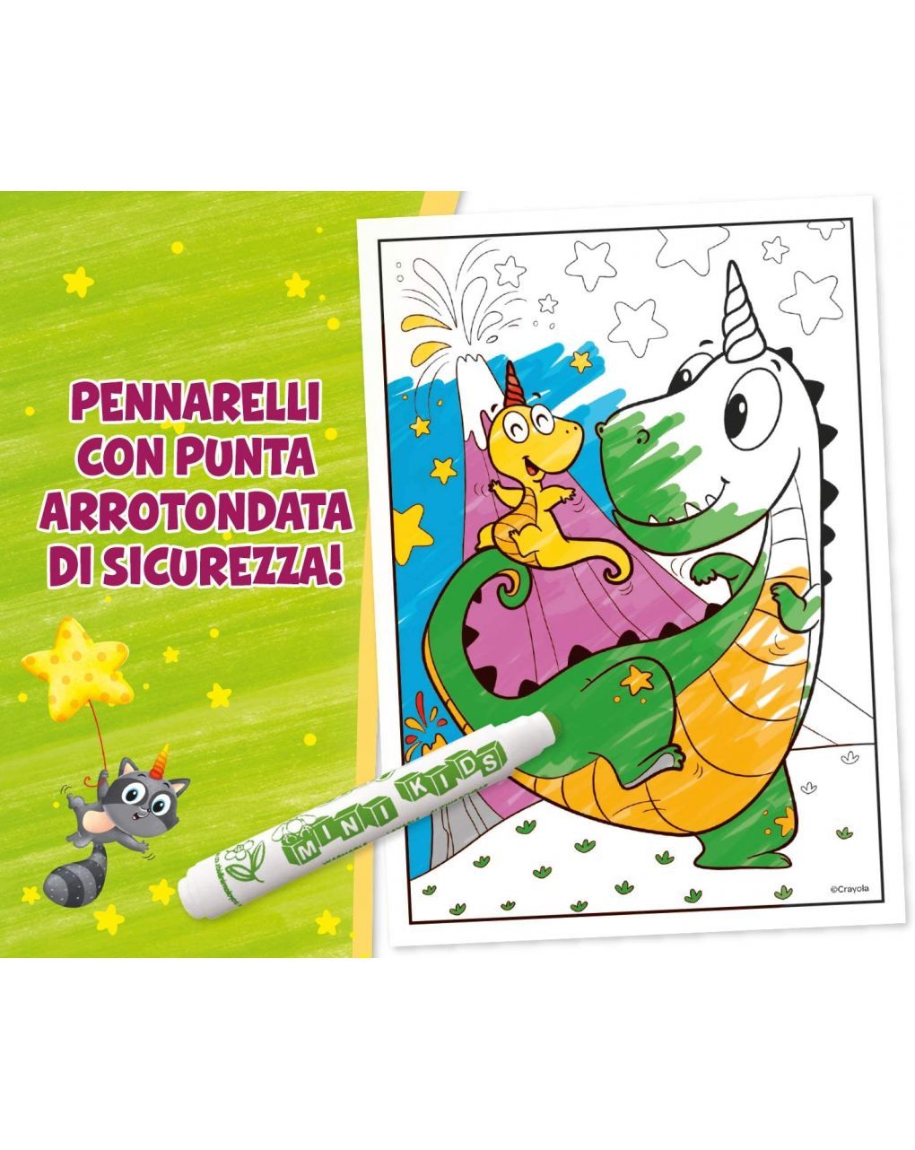 Set maxi pagine da colorare uni-creatures e pennarelli lavabili - crayola mini kids