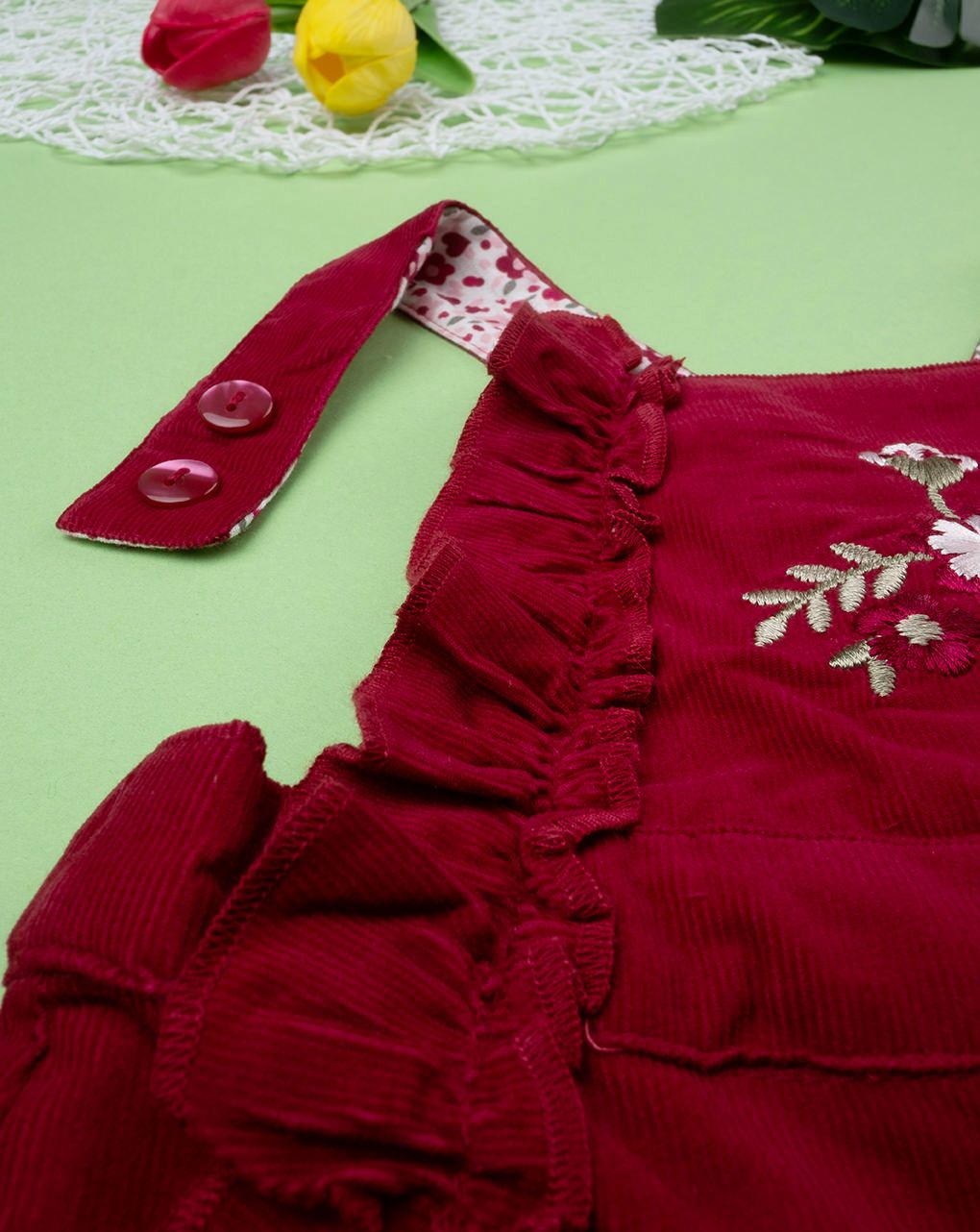 Dungaree bimba bordeaux fiori