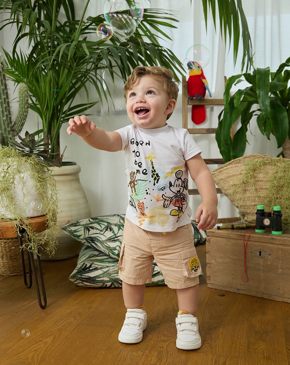 Short popeline bimbo beige