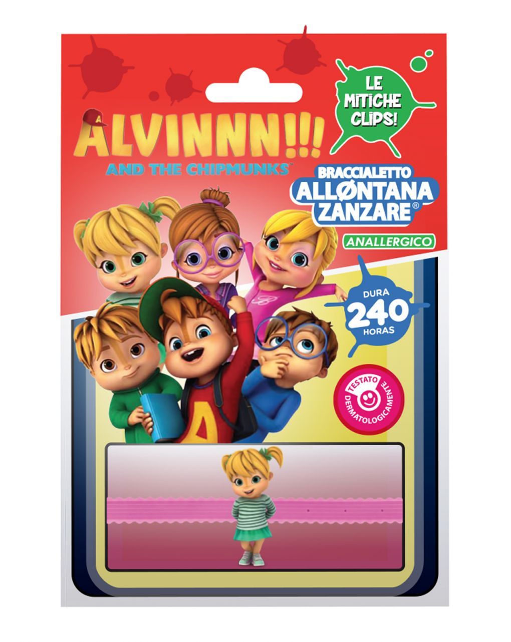 Braccialetto allontana zanzare anallergico alvin and the chipmunks - brand italia