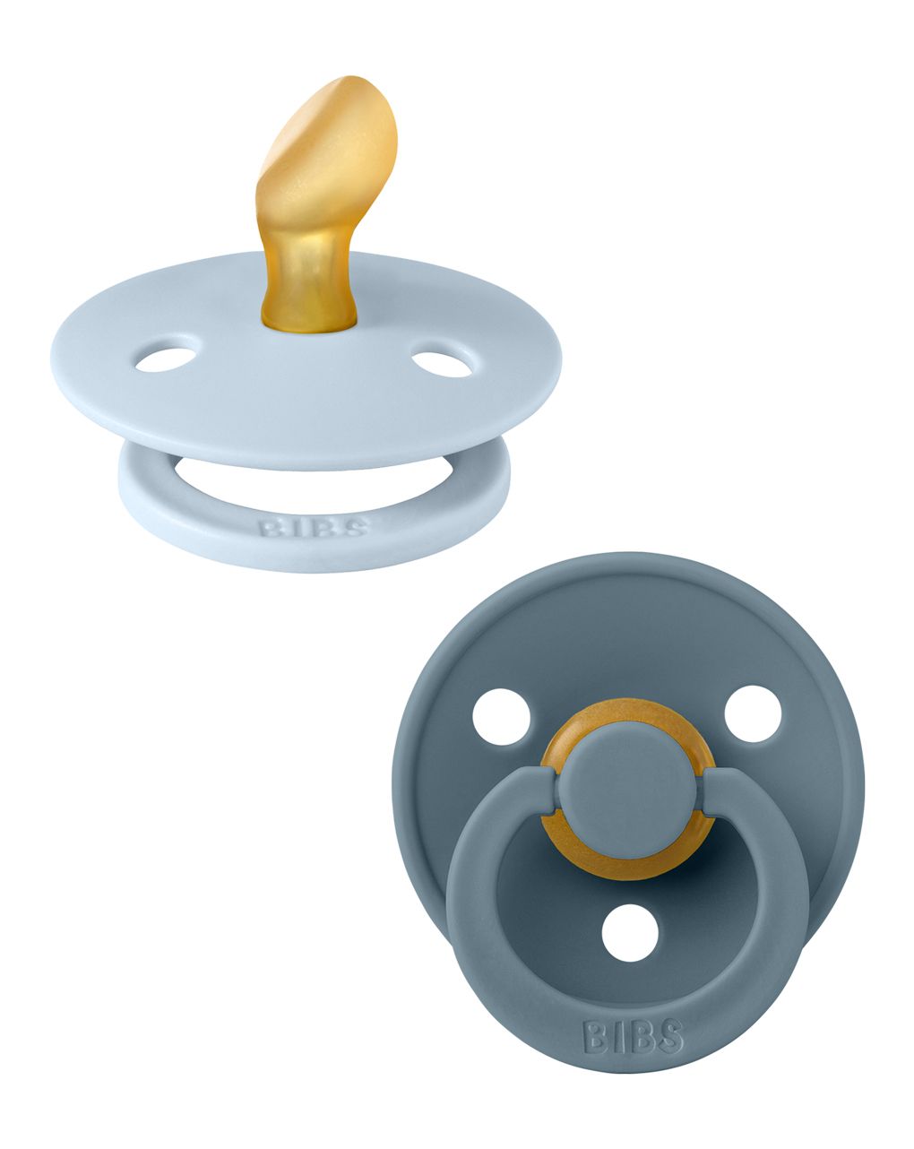 Set 2 ciucci tettarella anatomica in gomma naturale 6/18 mesi - colore baby blue e petrolio - bibs