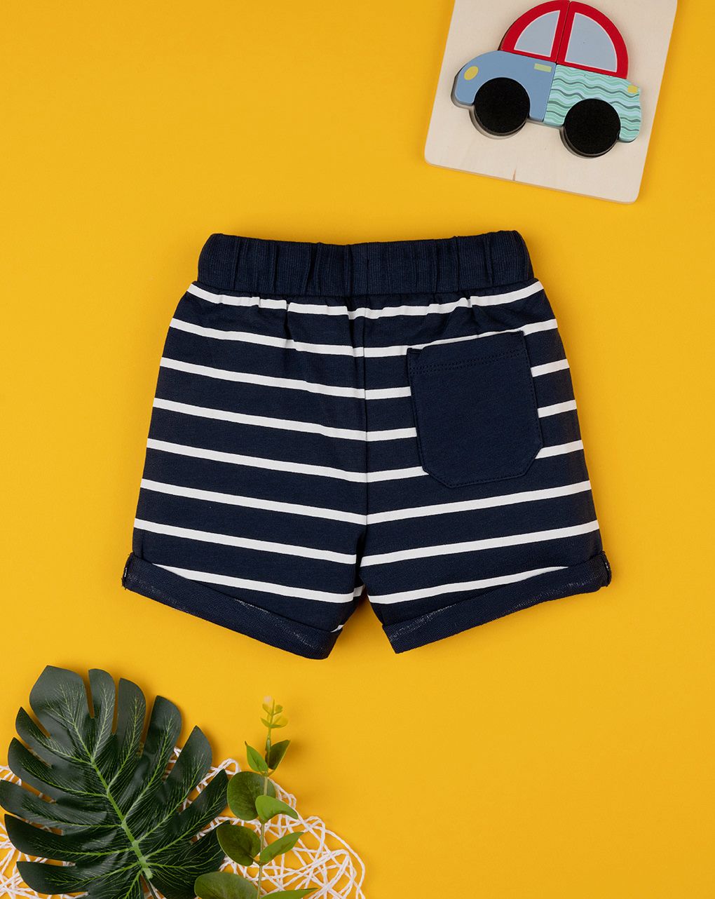 Shorts bimbo blu scuro rigato