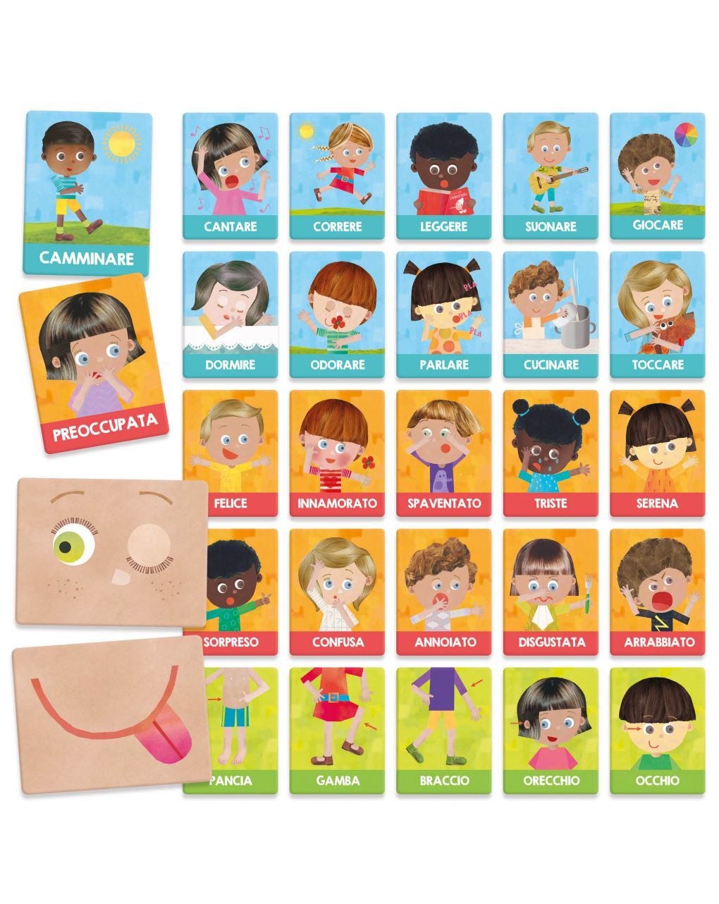 Flashcards montessori emozioni e azioni. per sviluppare autonomia e personalità 1/4 anni - headu