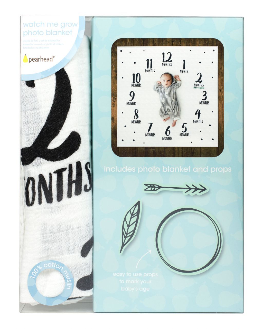 Mussola milestone watch me grow  - cattura e condividi la crescita del tuo bambino/a - pearhead