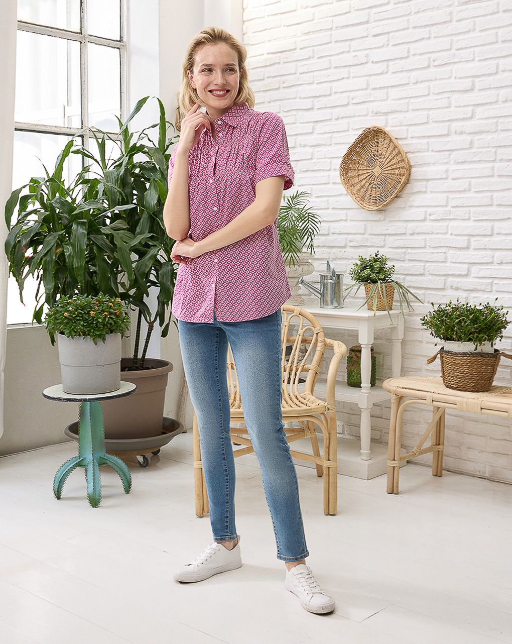 Camicia premaman allattamento fantasia rombi