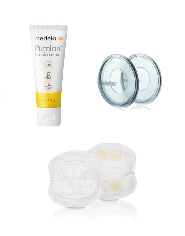 Kit medela primi giorni: crema alla lanolina + coppe raccoglilatte + coppette assorbilatte ultra traspiranti
