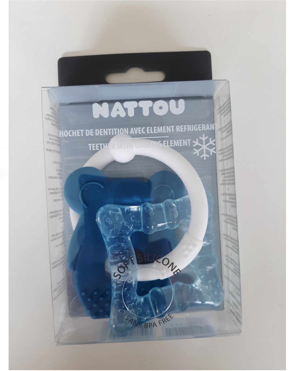 Sonaglio dentizione in silicone azzurro con gel rinfrescante 10 cm - nattou