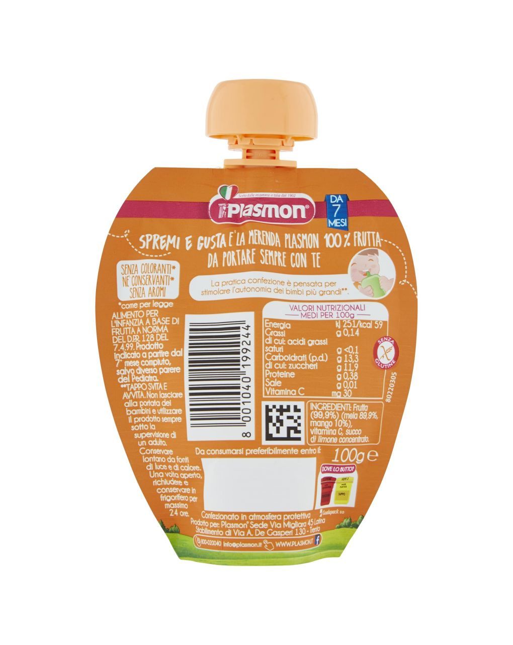 Plasmon - spremi e gusta mela e mango 100g