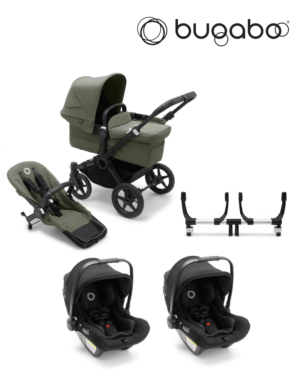 Gemellare donkey 5 - 2 sedute + 2 navicelle + 2 seggiolini auto - bugaboo