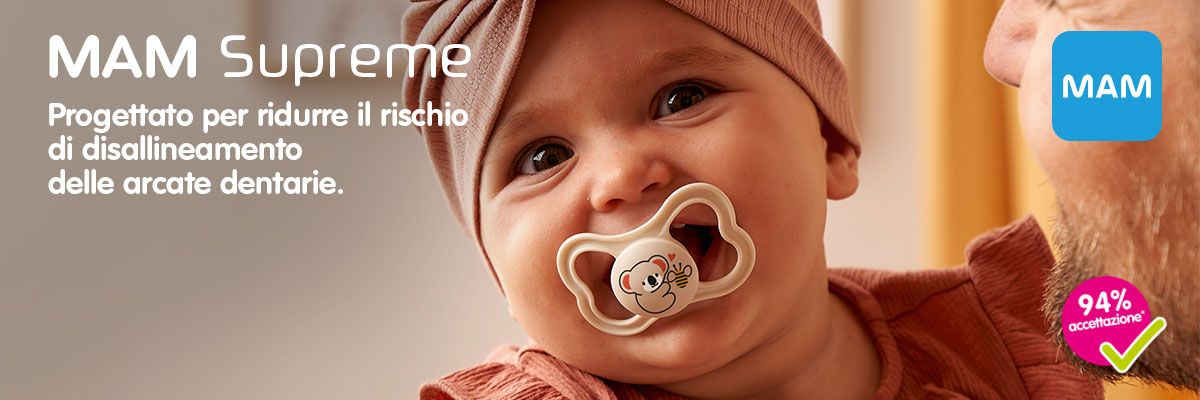 MAM Supreme: progettato per ridurre il rischio di disallineamento delle arcate dentarie