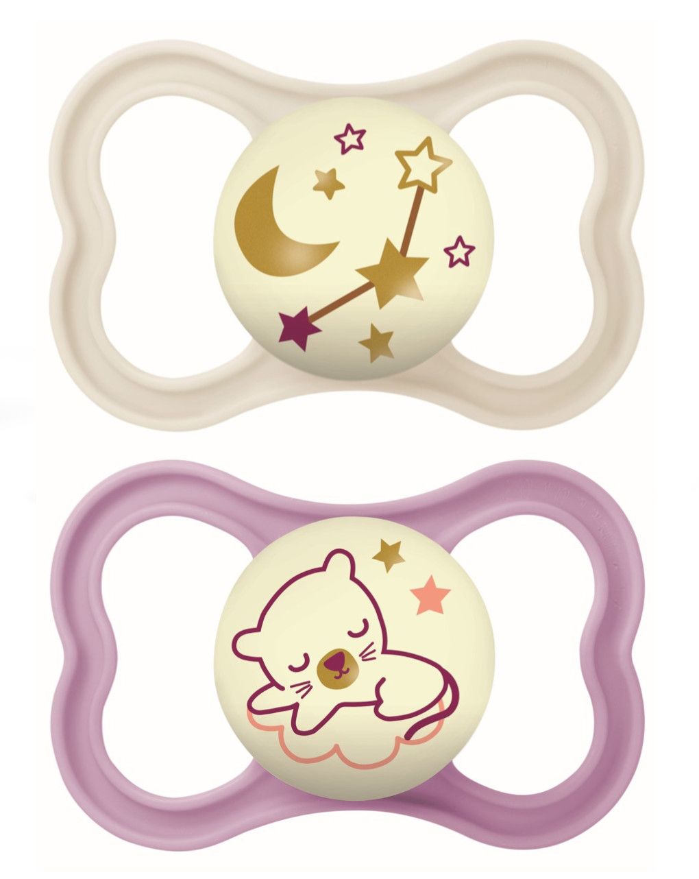 Succhietti air night 6+ in silicone - 2 pezzi - colore beige/rosa - mam