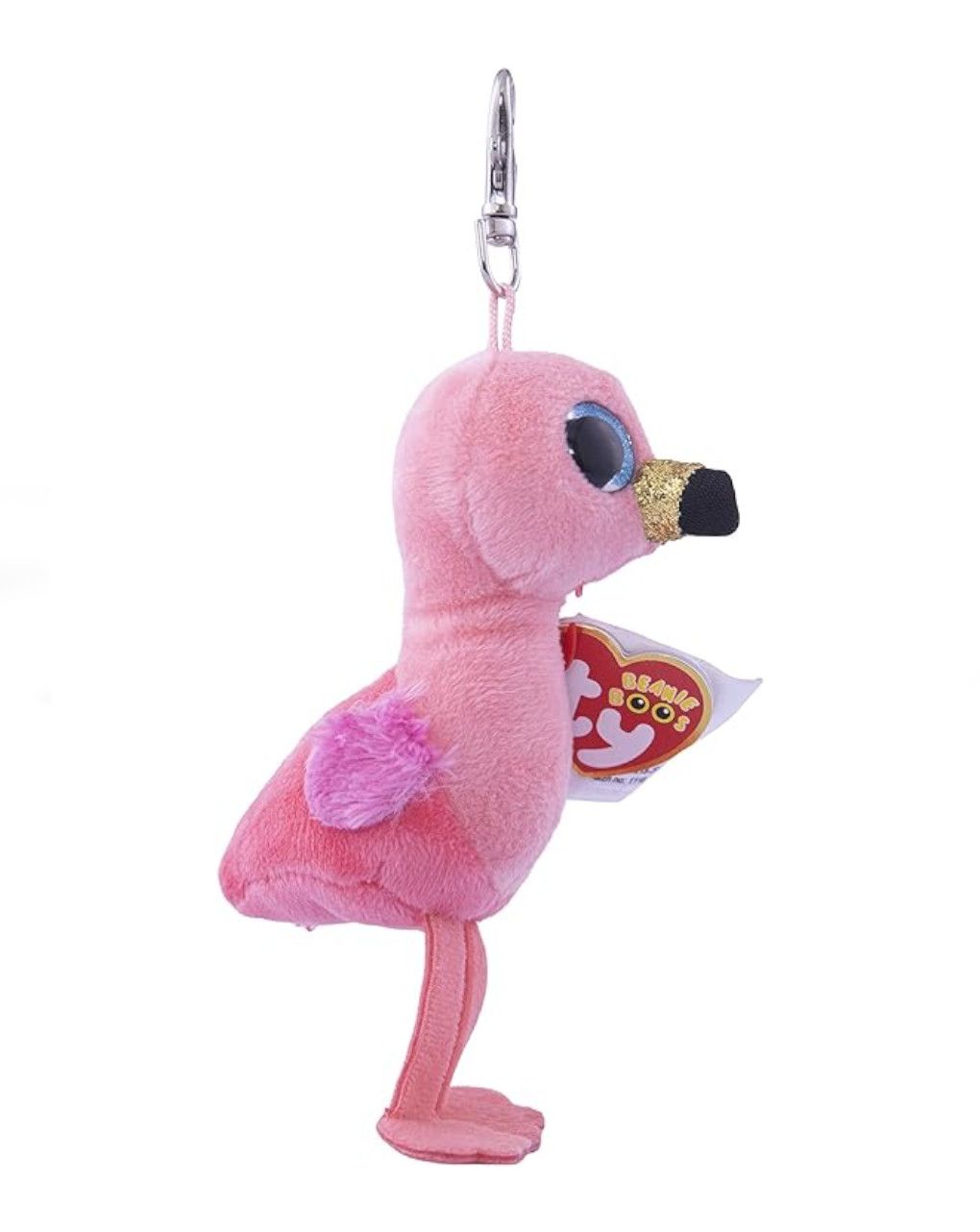 Anello porta chiavi di peluche - beanie boos clips - fenicottero gilda - ty