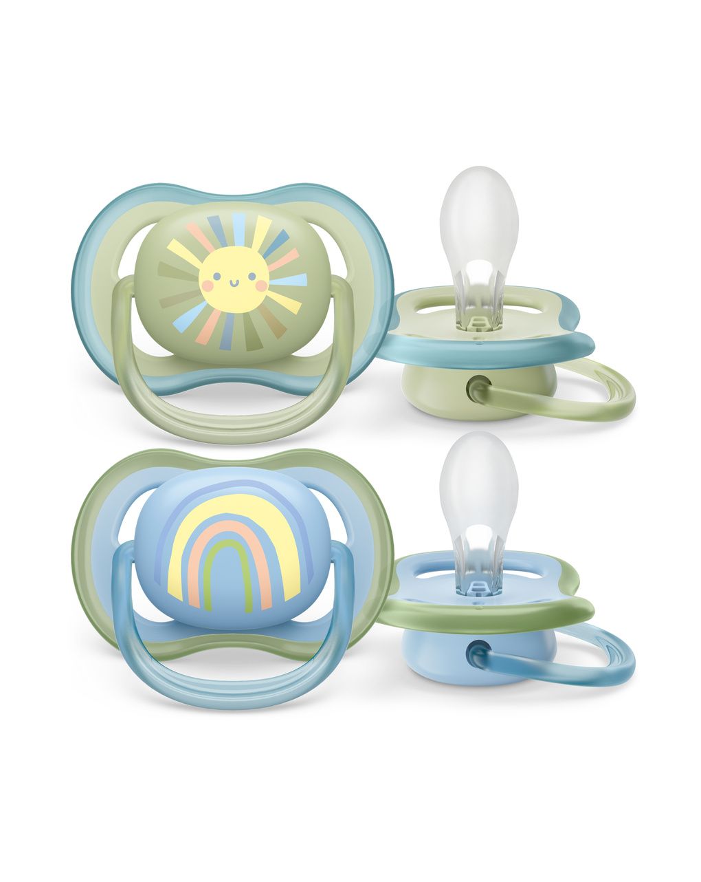 2 ciucci ultra air 0-6 mesi colore blu/verde - philips avent