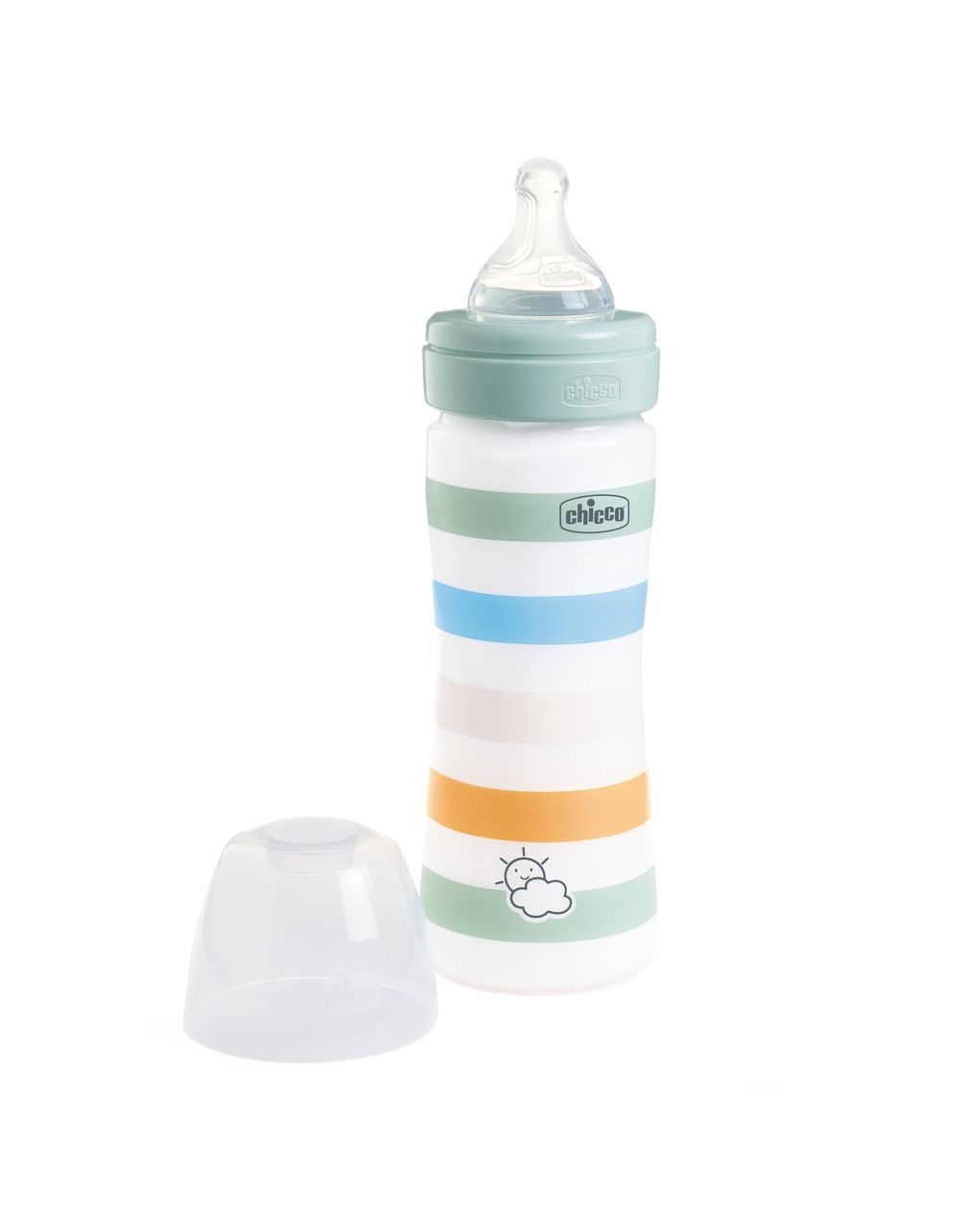 Biberon benessere 250ml flusso medio in plastica verde azzurro - chicco