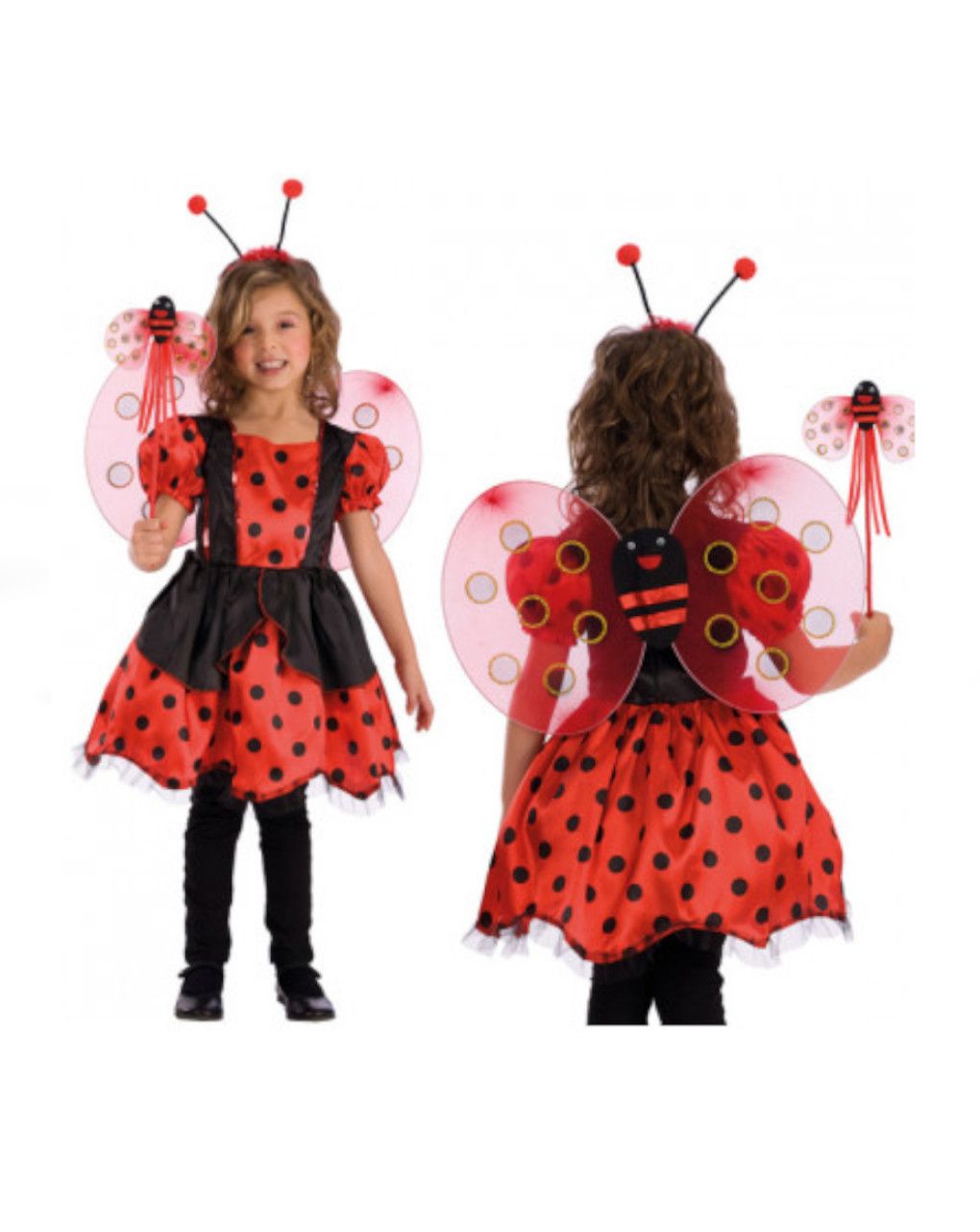 Set coccinella bimba (ali cm 30x50 + cerchietto e bacchetta) dai 2 anni - carnival toys