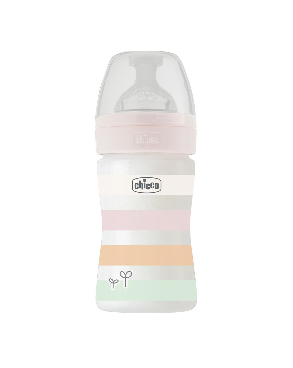 Biberon benessere 150ml flusso lento in plastica bianco rosa - chicco