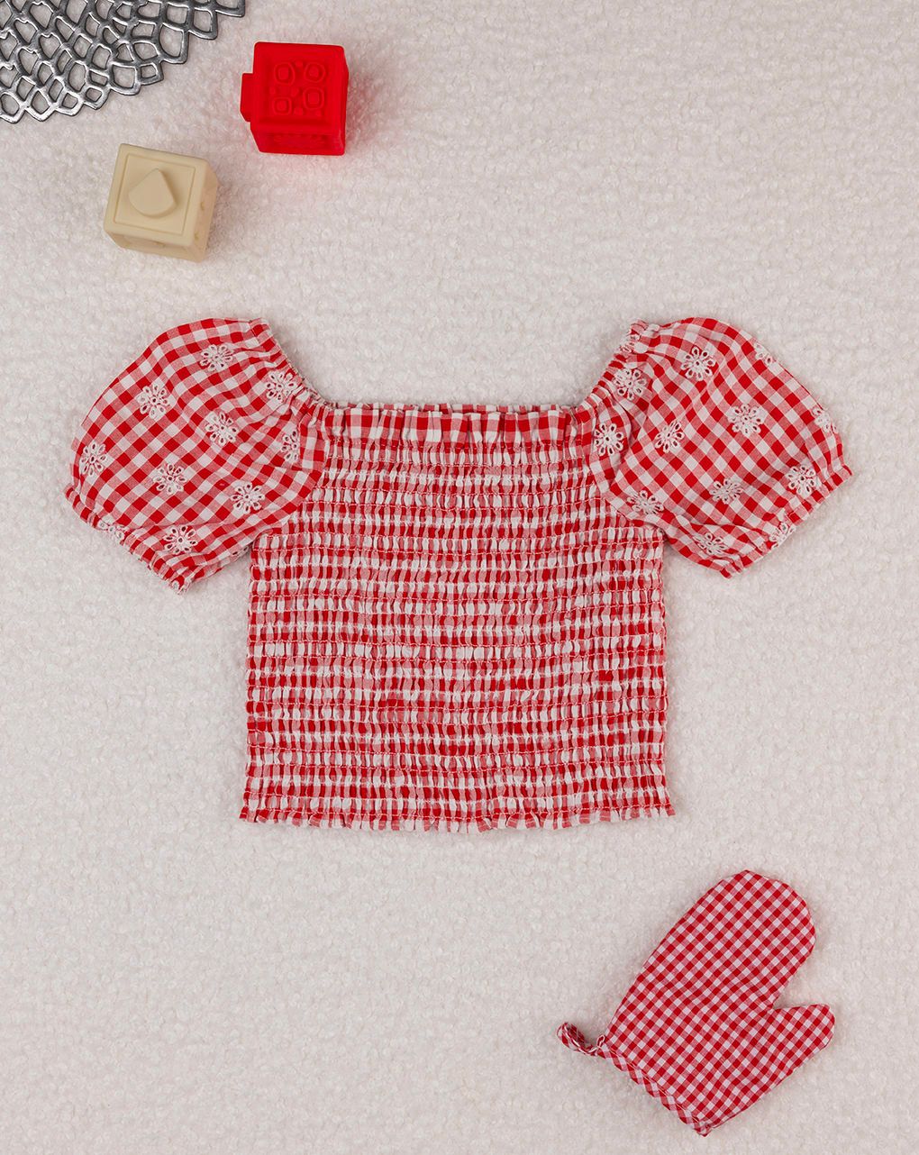 Camicia vichy con punto smock