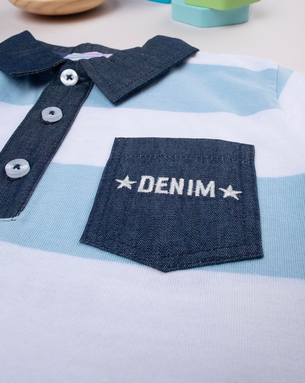 Polo rigata bimbo bianca/azzurra