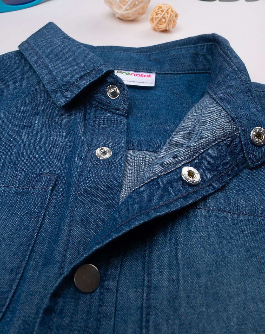 Camicia bimbo mezza manica chambray oeko-tex