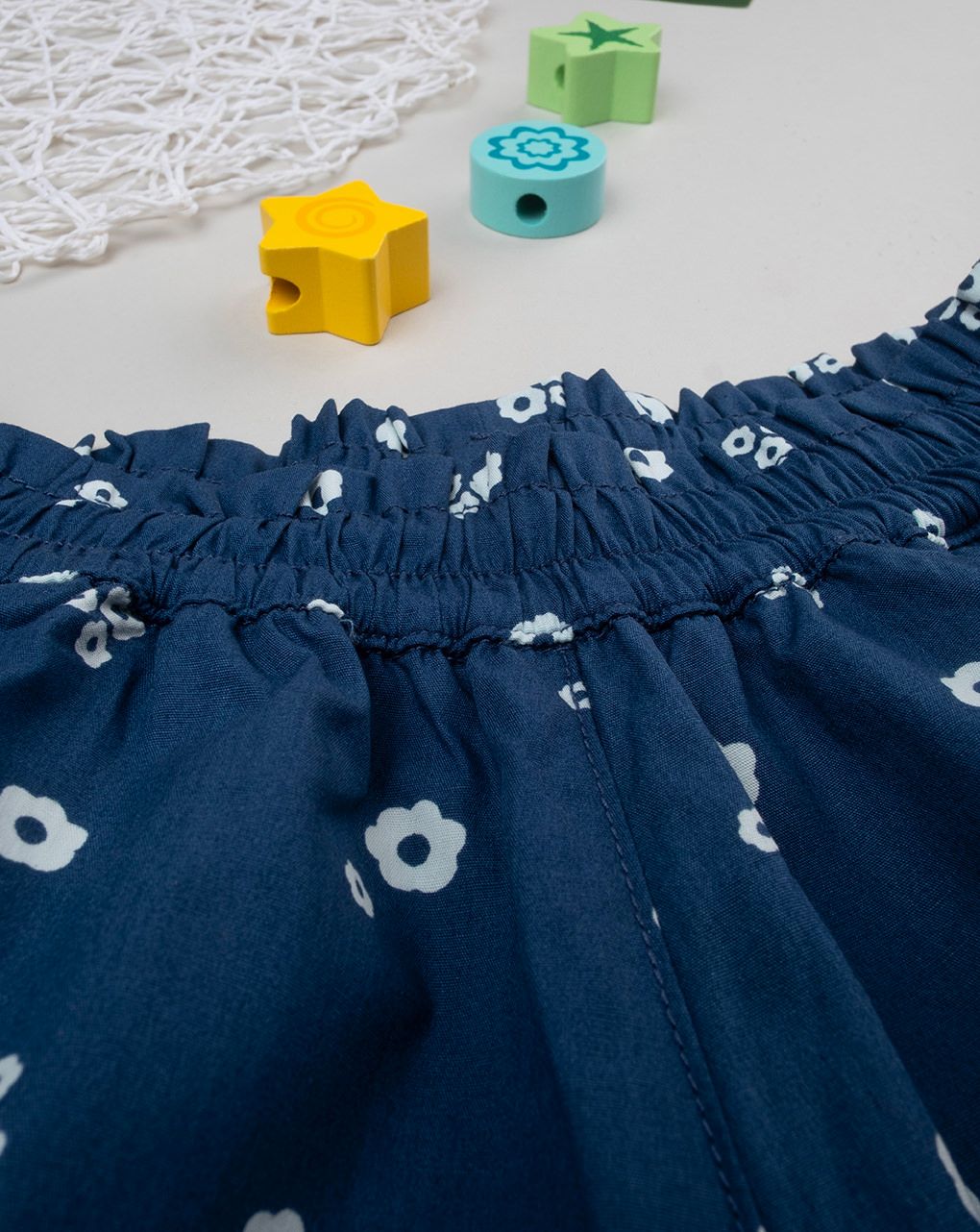 Shorts blu bambina con allover