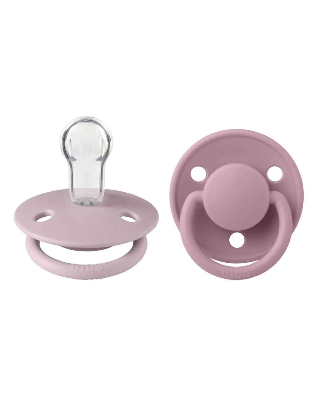 Set 2 ciucci de lux tettarella tonda in silicone 0-36 mesi - colore dusky lilac / heather - bibs