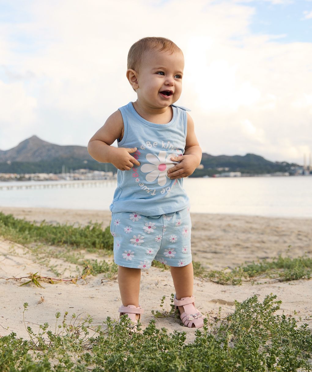 Canotta azzurra bimba "margherita"