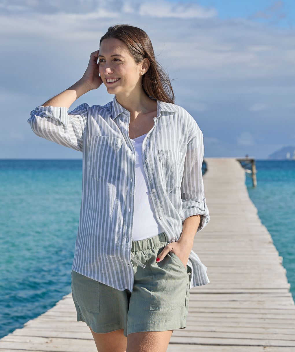 Camicia premaman allattamento a righe