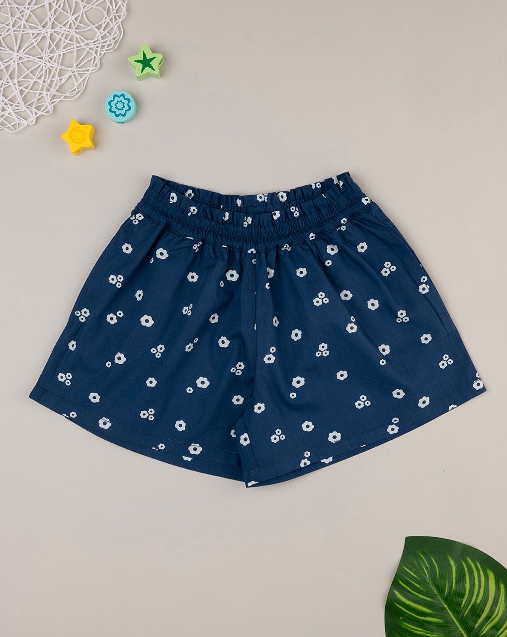 Shorts blu bambina con allover