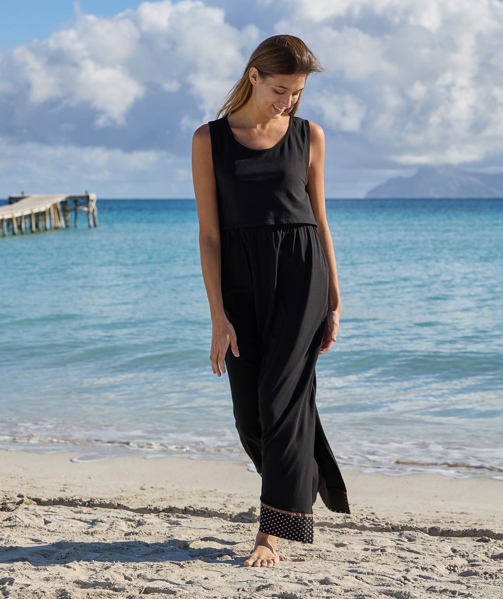 Abito allattamento nero con fondo a pois