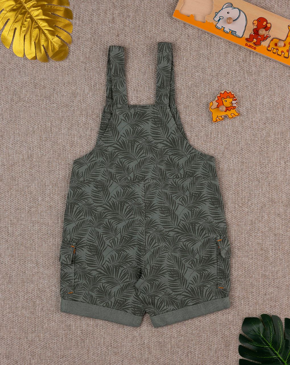 Salopette lino bimbo verde