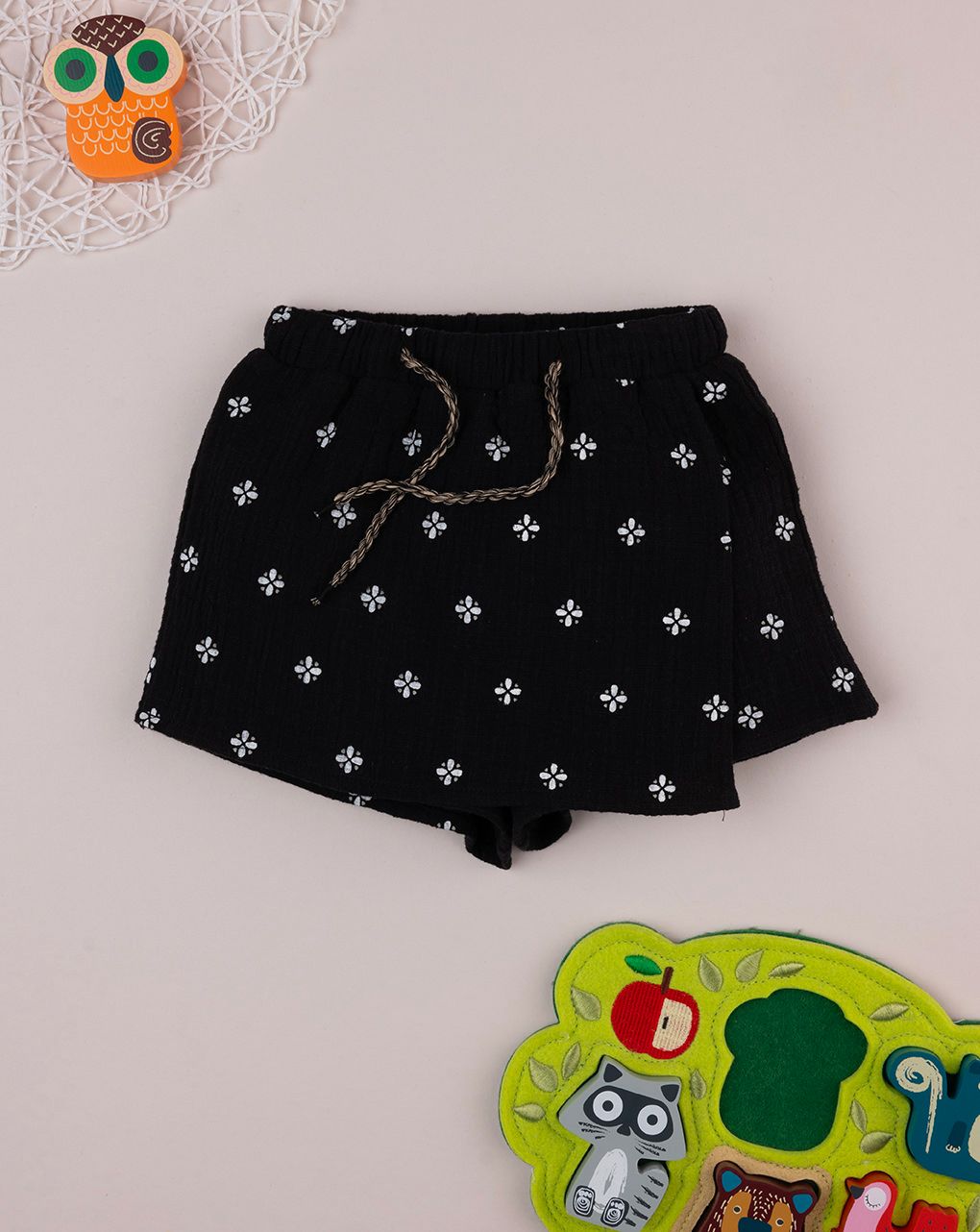 Shorts bimba nero a pois