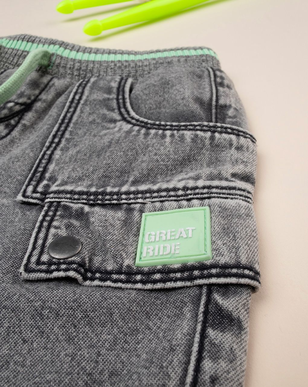 Bermuda bimbo denim grigio